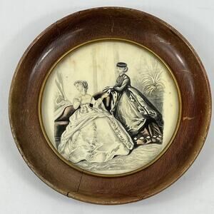 Authentic Pot Lid Print Framed Victorian Decor Barker Bros Transfer c1850-1870
